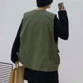 thumbnail image 5 of TFEOQRY Men's Workwear Vest Solid Color Outdoor Sports Vest Jacket with Multiple Pockets Sleeveless Hoodless Jackets Olive Green, 5 of 8