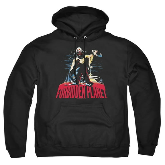 Forbidden Planet Robby And Woman Adult Pull-Over Hoodie, Black, 2X Large