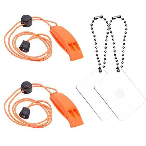 EcoFused 2X Survival Whistle and 2X Signal Mirror Outdoor Survival