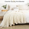 thumbnail image 2 of Chunky Knit Blanket Cozy Chenille Throws - 51"x63" -Warm Soft Handmade Knitted Throw Blankets for Couch,Bed,Sofa,Chair,Boho Home Decor(Light Grey), 2 of 6