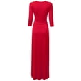 thumbnail image 3 of Doublju Women's 3/4 Sleeve Wrap Front Maxi Dress with Tie Waist, 3 of 4