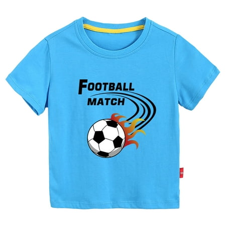 

LBECLEY Short Sleeve Shirt Teen Toddler Kids Girls Boys Football Cartoon 3D Prints Loose Tops Soft Short Sleeve T Shirt Tee Tops Clothes Plain T Shirt Kid Sky Blue 140