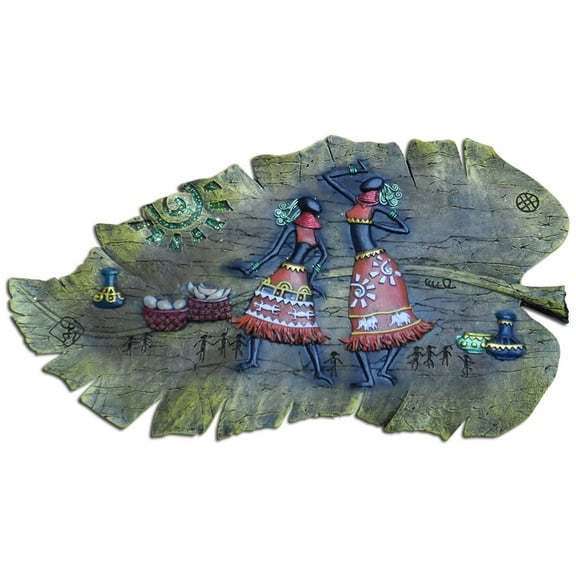 ToolUSA African Folk Art | Native Women Dancing | Vibrant Traditional Attire | Polymer Clay Masterpiece | 13½" (34.3 cm) x 7½" (19.1 cm) | Perfect Artistic Gift