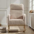 thumbnail image 2 of Tcbosik Modern Accent Rocking Chair, Teddy Upholstered Glider Rocker, Comfy Armchair with Side Pocket and High Backrest for Living Room, Bedroom, Beige, 2 of 7