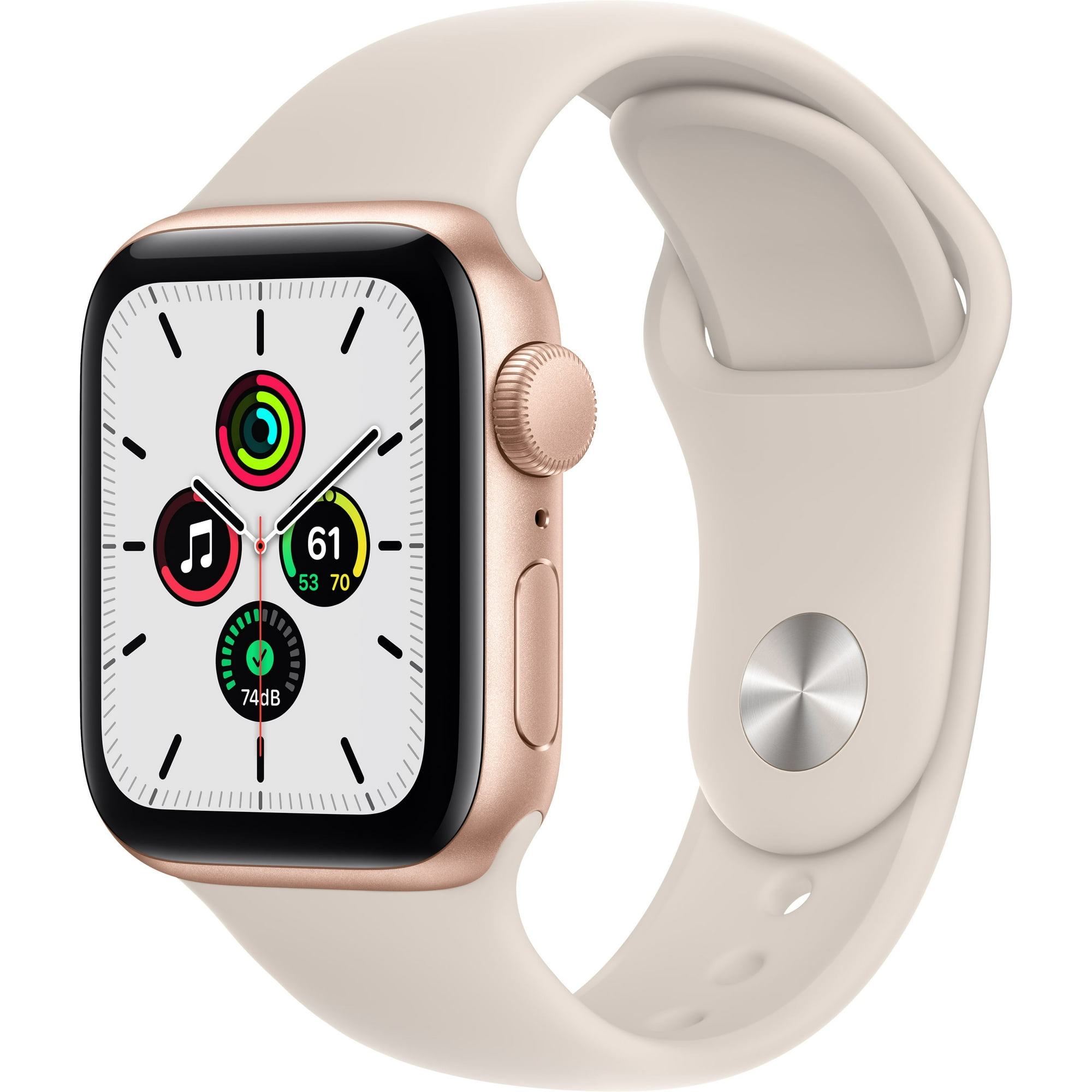 Refurbished Apple Watch SE 40mm Gold Aluminum Starlight Sport Band MKQ03VC A Walmart