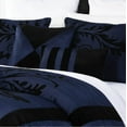 thumbnail image 2 of Chezmoi Collection Contemporary 7-Piece Luxury Flocked Floral Fabric Comforter Set, Queen, Navy, 2 of 6