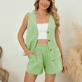thumbnail image 2 of Women’s Summer Casual 2 Piece Short Sets 2026 Button Suit Vest Tops Shorts Dressy Business Work Outfits 2 Piece Sets For Women, 2 of 9