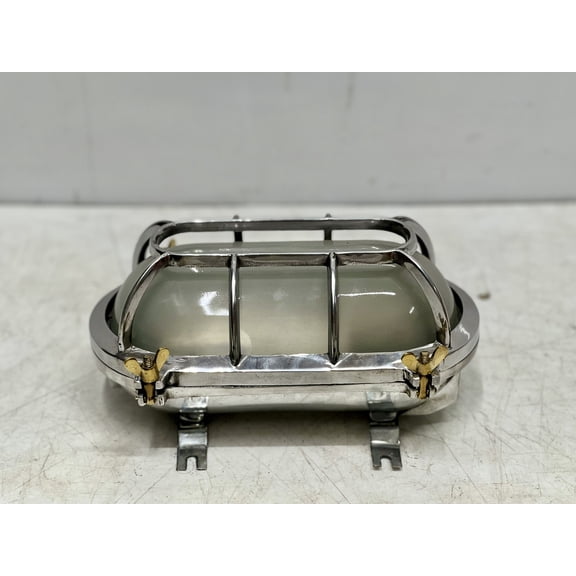 Homenique Ceiling Mount Aluminum Metal Oval Bulkhead Wall Light Fixture with White Glass