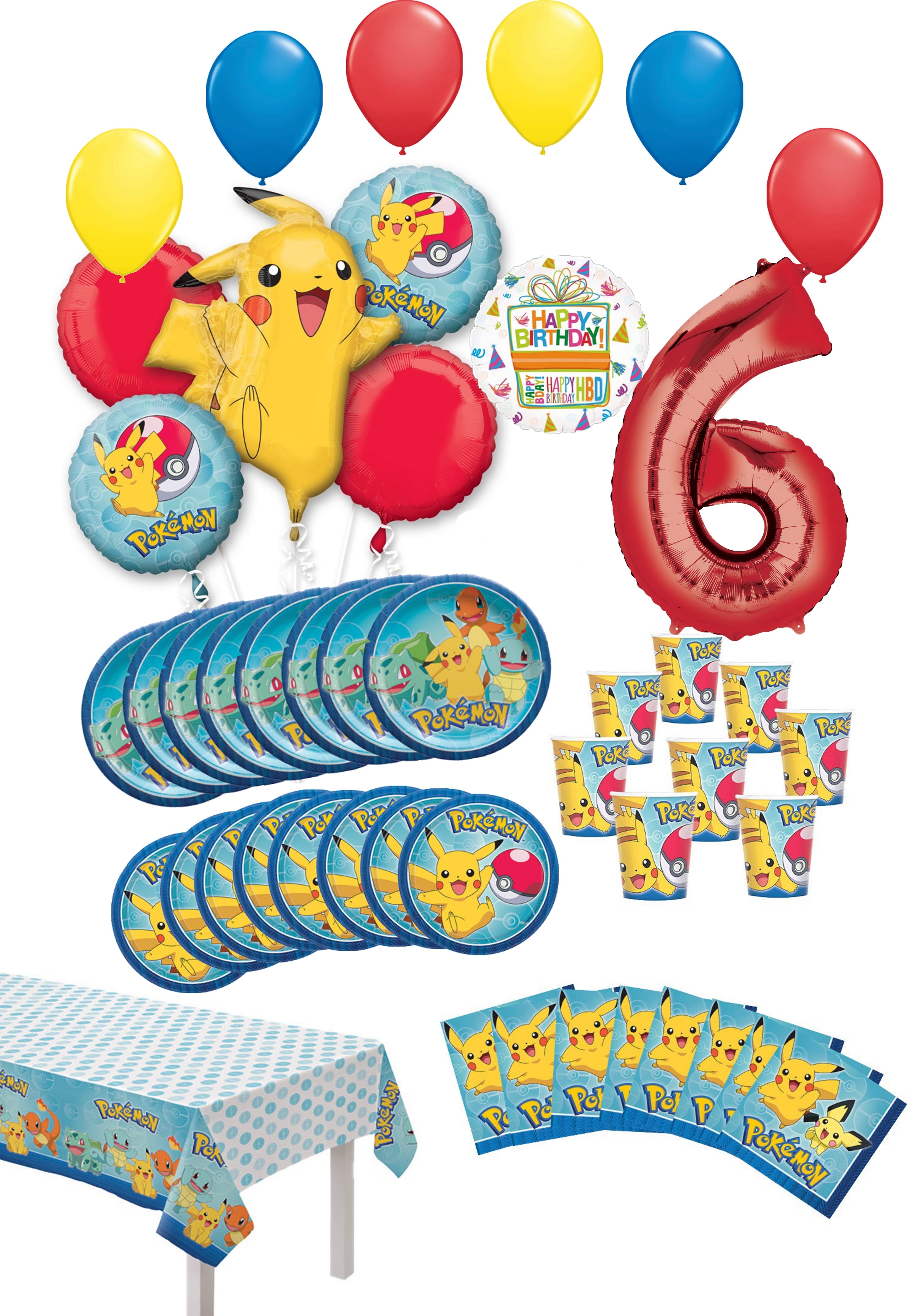 Pokemon Pikachu and Friends Meowth Birthday Party 6 Ct Balloons 12" Helium 