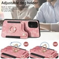 thumbnail image 5 of Phone Case for Samsung Galaxy A23 5G/4G Wallet Cover with Tempered Glass Screen Protector and Wrist Strap Lanyard RFID Credit Card Holder Ring Stand Cell Accessories A 23 23A 6.6 Women Pink, 5 of 14