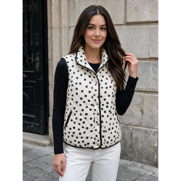 Women’s Sleeveless Quilted Vest Casual Lightweight Outerwear Gilet with Pockets