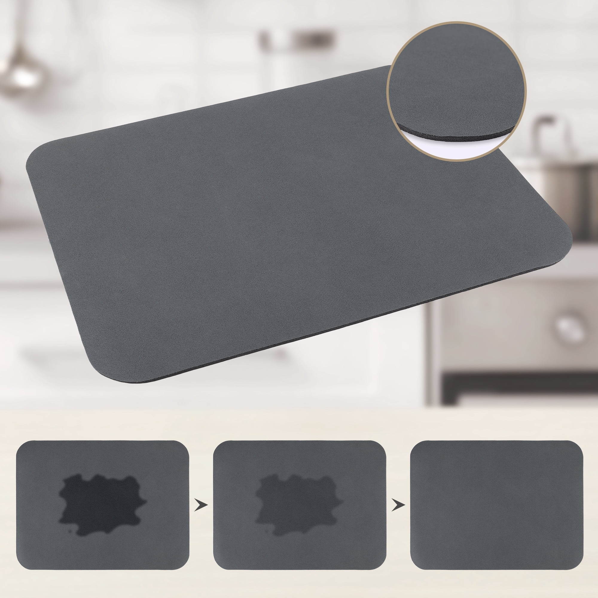Unique Bargains Diatomaceous Stone Dish Countertop Drying Mat Navy Blue 15.7*11.8 inch