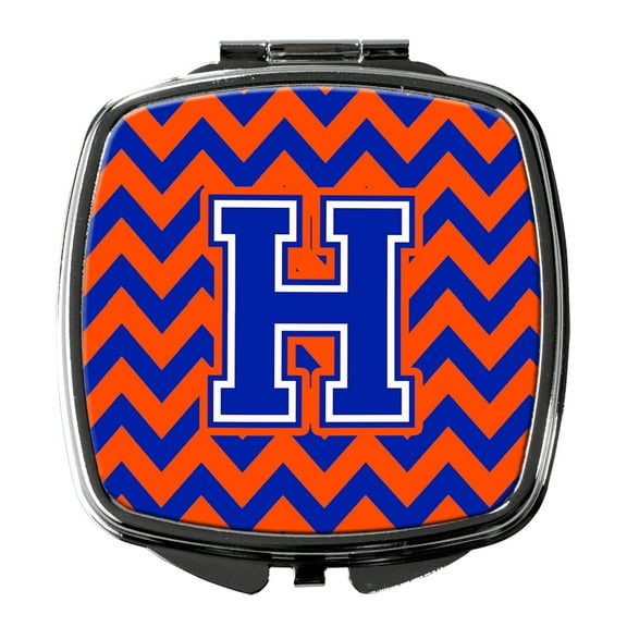 Letter H Chevron Orange and Blue Compact Mirror CJ1044-HSCM