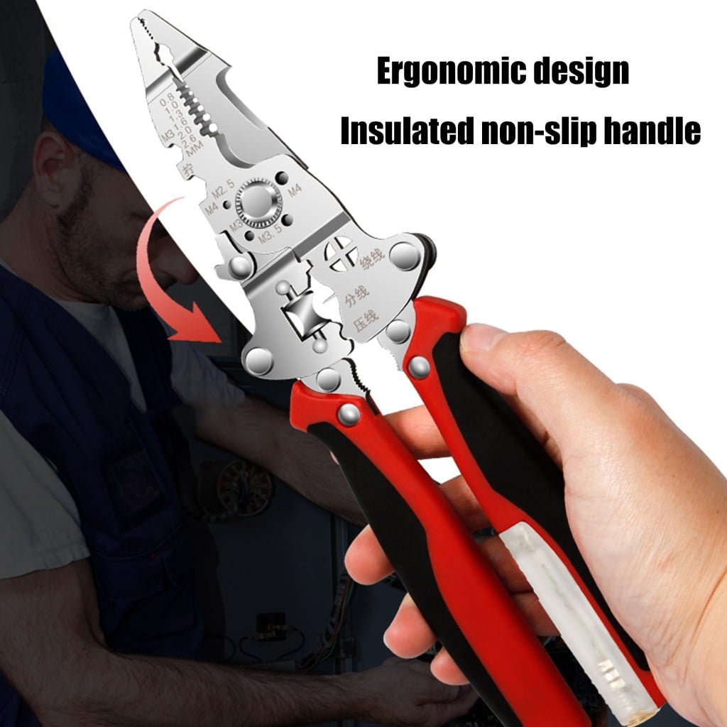 Foldable Wire Strippers with Electricity Measurement Function 16 in 1 Wire Stripping Pliers for Cutting Pulling Wires