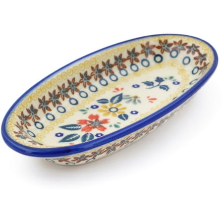 Hand Painted Candy Dish Polish Pottery 6½-inch Condiment Dish Hand Painted in Boleslawiec, Poland + Certificate of Authenticity ()