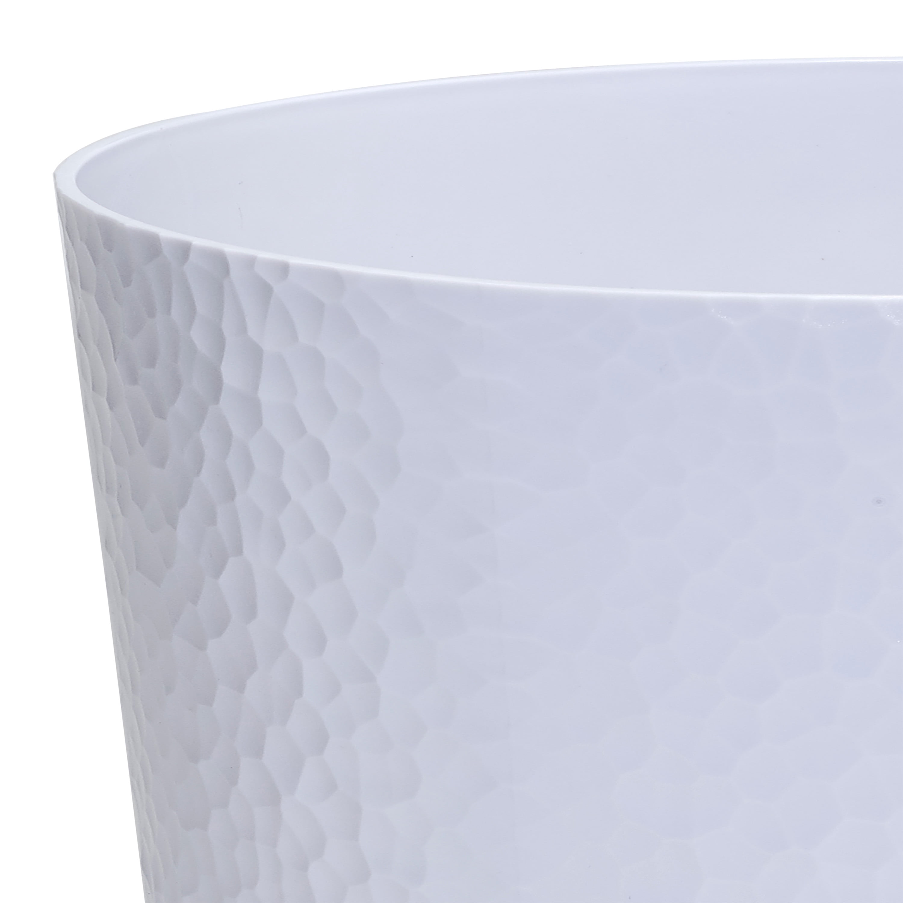 Bath Bliss 2 Pack 10 Liter Plastic Hammered Textured Bathroom Wastebasket in White