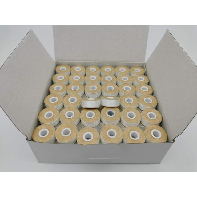 Cartulina De Bobina Preenrollada Tamaño L (Sa155 Tamaño 9.4) Color Blanco 144 Piezas Por Caja Poliéster 75D/2 Doublelin Compatible Con Babylock Barudan Bernina Brother Consew Singer Tajima Y Más