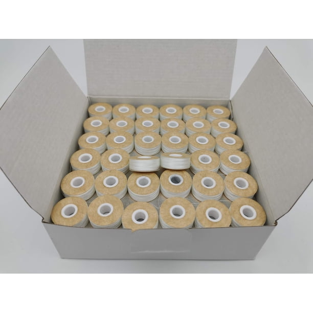 Cartulina De Bobina Preenrollada Tamaño L (Sa155 Tamaño 9.4) Color Blanco 144 Piezas Por Caja Poliéster 75D/2 Doublelin Compatible Con Babylock Barudan Bernina Brother Consew Singer Tajima Y Más