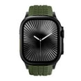 thumbnail image 2 of Silicone Watch Band Compatible with Apple Watch 42(Series 1/2/3)/44/45/46/49mm, Stainless Steel Black Color Metal Folding Clasp, for iWatch Series 10 9 8 7 6 5 4 3 2 1 SE Ultra, Green, 2 of 7