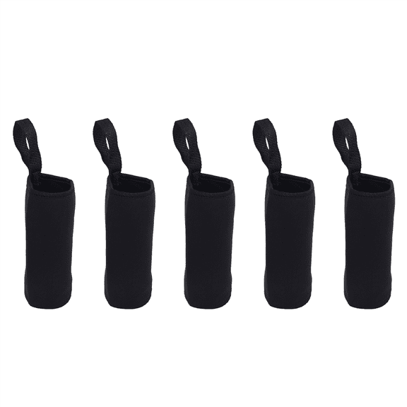 Outdoor 5-Pack Black Neoprene Water Bottle Holder Covers, 550ml Capacity, Insulated