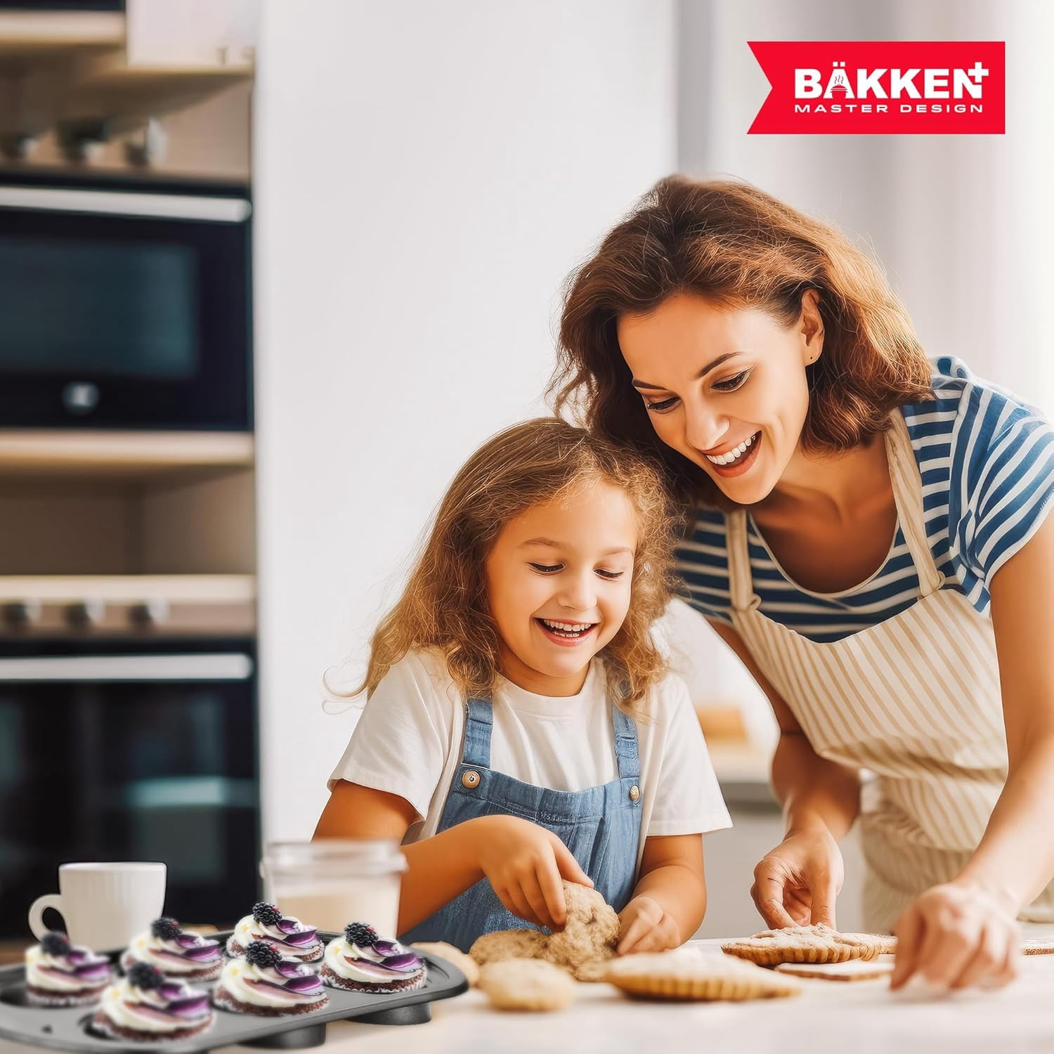 Bakken- Swiss Kitchen Baking Pan Set - Nonstick Gray Coating, Commercial Grade Carbon Steel, Baking Kitchen Essentials, Oven Safe Tray (Up To 450° F), Set of 6