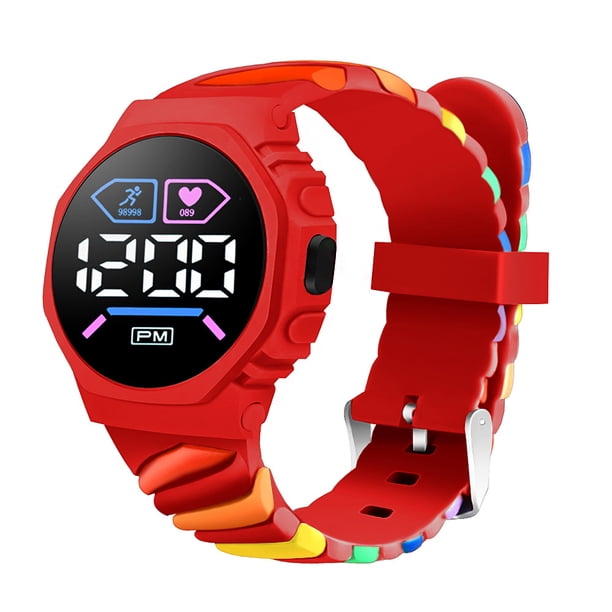 Reloj electrónico LED arcoíris, reloj electrónico digital deportivo para exteriores, reloj electrónico de moda para estudiantes