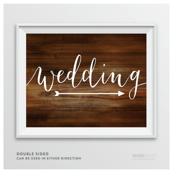 Wedding Rustic Wood Wedding Party Directional Signs, Double-Sided