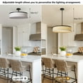 thumbnail image 4 of 20" Farmhouse Chandelier Light Fixture with Integrated LED Fabric Drum Pendant Light Modern Lighting Ceiling Hanging for Dining Room Kitchen Bedroom Black, 4 of 10