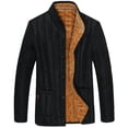thumbnail image 2 of IROINNID Men's Long Sleeve Short Jacket Solid Color Loose Plush Warm Cotton Jacket Stand Collar Button Pocket Bottomed Coat Cotton Jacket, 2 of 7