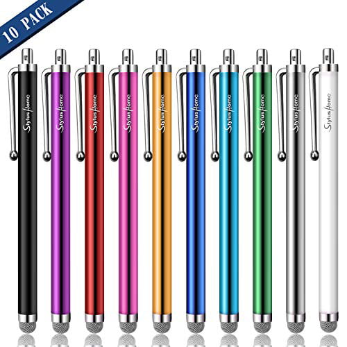 Lazmin112 10Pcs Stylus,2‑in‑1 Replacement Capacitive Metal Touch Screen Ballpoint Pens with Clip,Universal Stylus Touch Pen for Phone Tablet PC Computer Pad Blue
