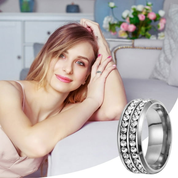 Anillos para mujer, regalos para mujer, moda para mujer, doble diamante, joyería de moda para mujer, anillo para mujer