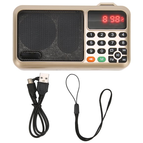 ZOUSSIQI Z11 FM Radio with Bluetooth Speaker Portable Broadcasting Equipment Loudspeaker Golden JU316-125507