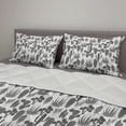 thumbnail image 2 of Cactus Comforter & Sham Bedding Set, Pattern of Cacti Plant Silhouettes Greyscale Succulentrrangement Desert Flora, 3 pcs Duvet Set Microfiber Filling Quilt, 5 Sizes, Grey Ivory, by Ambesonne, 2 of 4