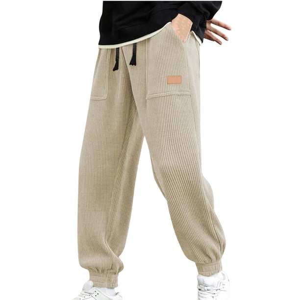 Pantalones largos de pana para hombre, con cordón y cintura elástica, holgados, para correr, informales, cargo, largos, de algodón y licra.