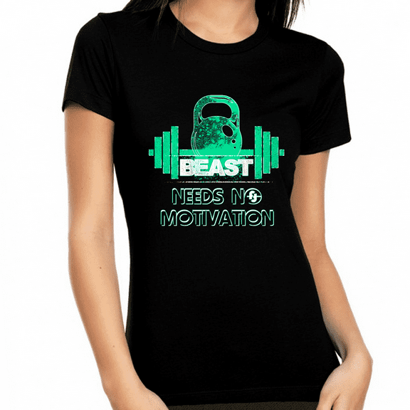 Graphic Tees for WOMEN and TEENS - Inspirational Workout Tops for WOMEN Vintage Casual Workout Shirts - Beast
