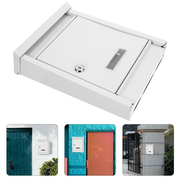 LOLIPPYY White Iron Locking Mailbox with Elegant Design for Home, Large Capacity Wall Mount 10.5 x 14.5 x 5.5 Inches