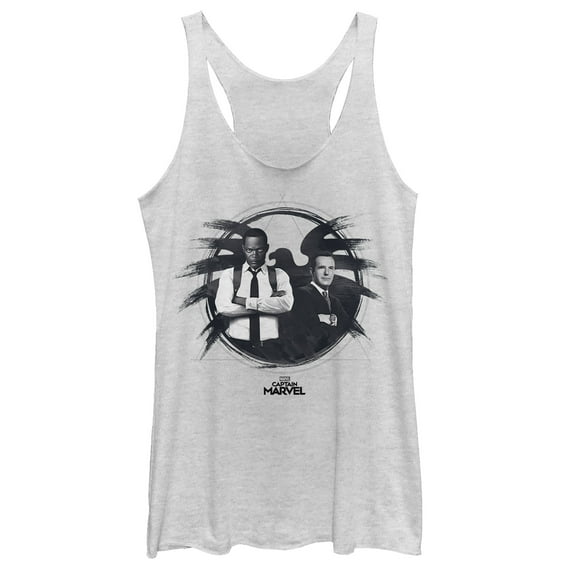 Women's Marvel Captain Marvel S.H.I.E.L.D Agents Racerback Tank Top White Heather Small