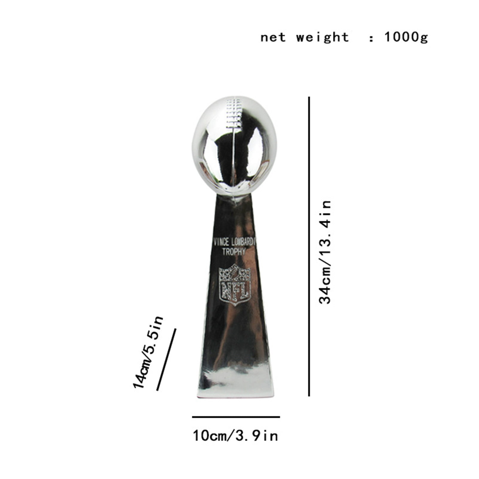 9/13/22inch Silver Football Chrome Resin Crafts Gifts for Sports Fan Trophy Shiny Sports Award Decoration for Champions,Silver,Super Football