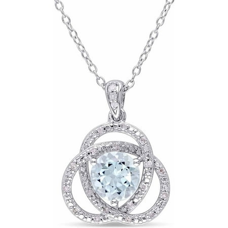 Tangelo 1-3/5 Carat T.G.W. Sky Blue Topaz and Diamond-Accent Sterling Silver Fashion knot Pendant, 18