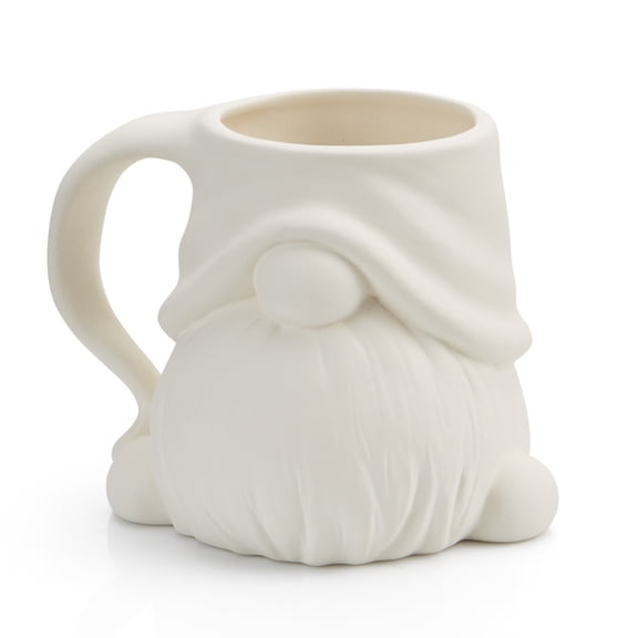 Gnome Mug - 4.25"Hx5.25"W 20oz. Paint Your Own Pottery Ceramic Bisque, Ready To Paint, Craft Kit