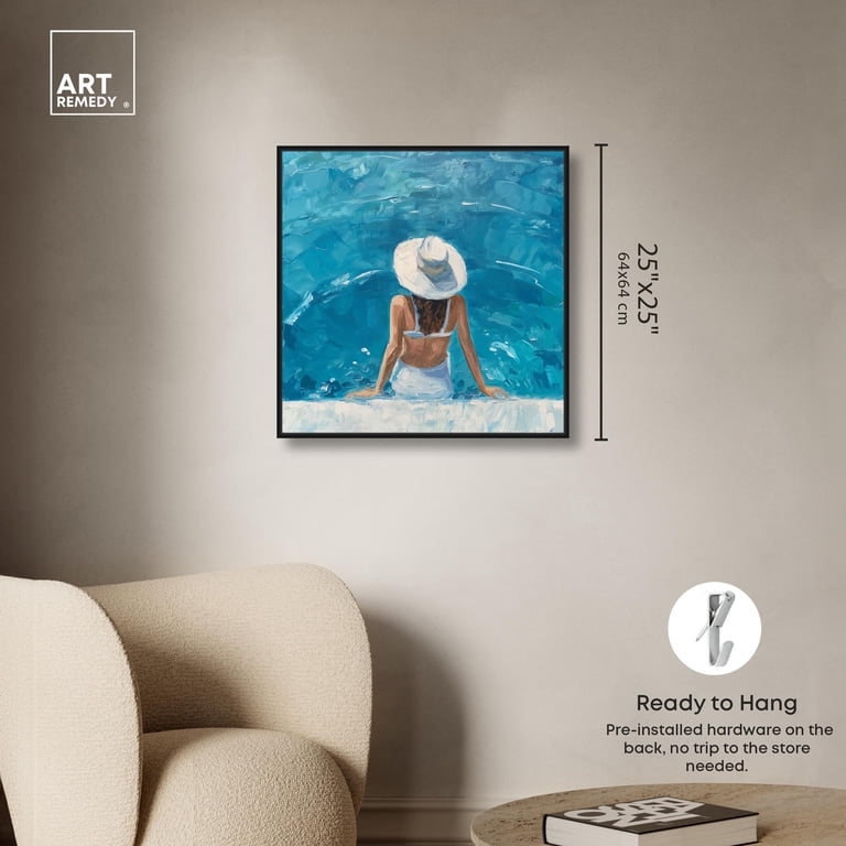 Poolside Couture Canvas Modern Beach Art by Art Remedy, Black