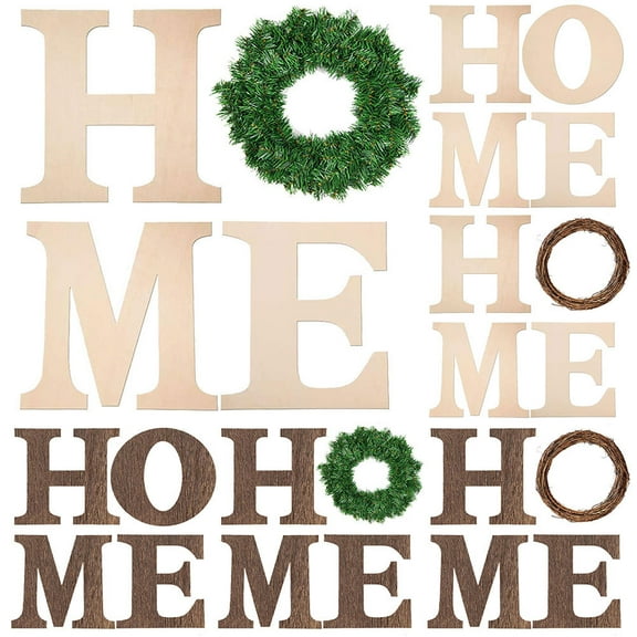 Cheers.US 4Pcs/Set Wooden Letters Decorative Home Signs Wall Letters with Green Wreath Flower Garland for Farmhouse Living Room, Bedroom, Kitchen, Doorway Decoration