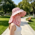 thumbnail image 4 of UV Protection Wide Brim Sun Hat with Detachable USB Rechargeable Cooling Fan, Floral Neck Flap Fishing Bucket Hat, Breathable Mesh Outdoor Sun Cap for Beach, Gardening, Cycling, 4 of 6