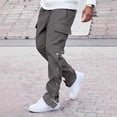 thumbnail image 2 of Mens Baggy Cargo Pants Streetwear Tactical Pants Lightweight Tapered Trousers Side Split Snap Buttons Hiking Joggers, 2 of 5