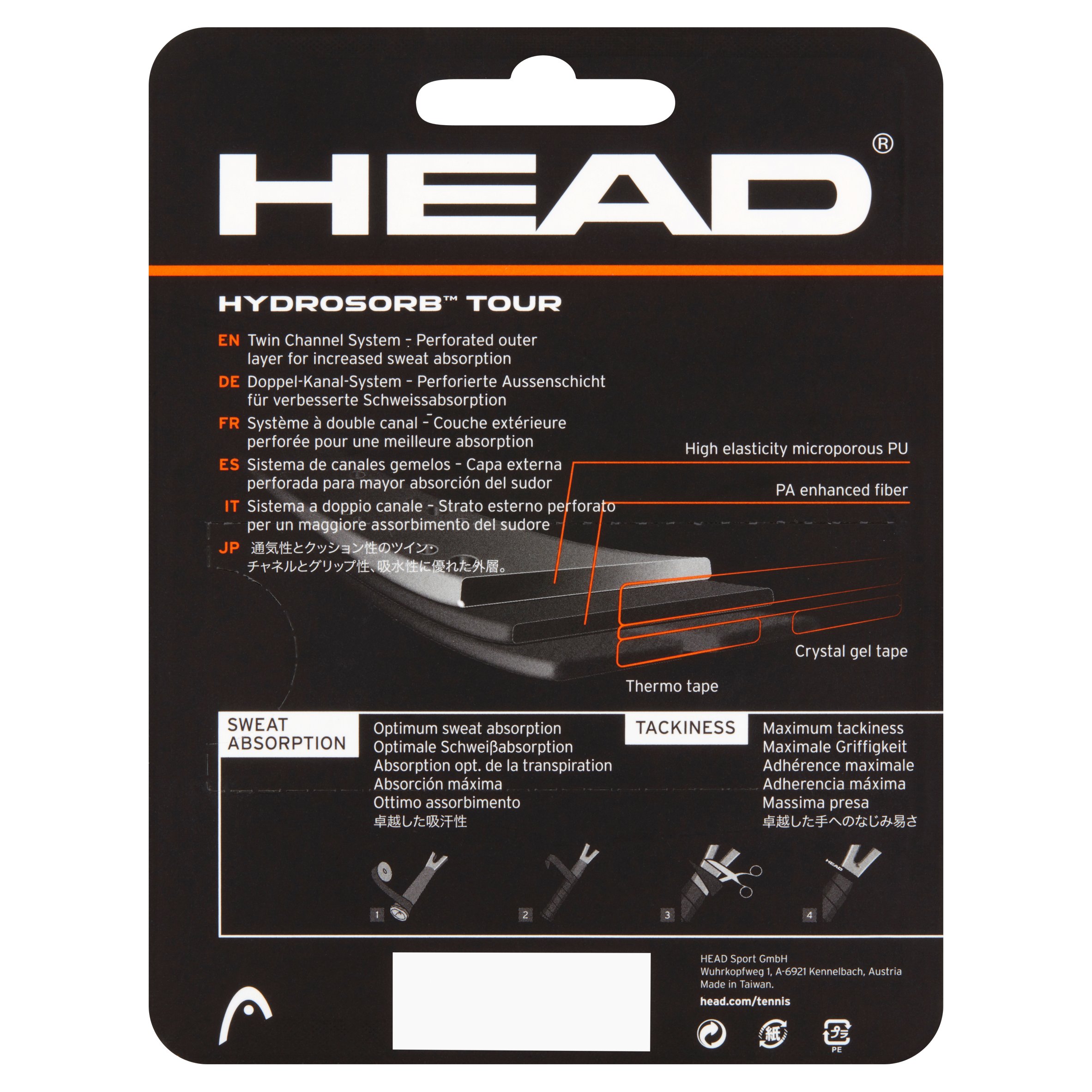 HEAD HydroSorb Tour Replacement Grip, Black - image 3 of 8