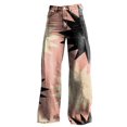 thumbnail image 4 of Fulijie Women's Vintage Flower Print Casual Wide Leg Pants, Pink Yoga Pants, Polyester,Spandex Lounge Pants Women, Yoga Pants with Pockets for Women, Teacher Outfits for Women, 4 of 4