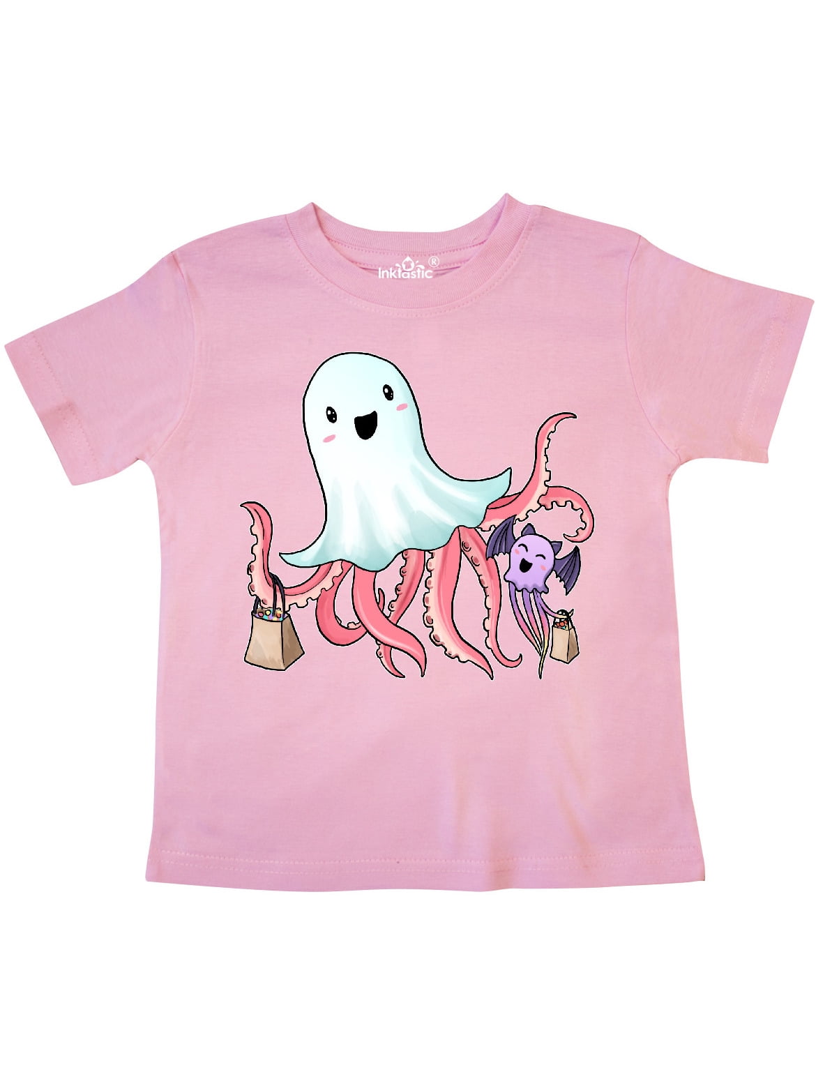 Inktastic Cute Ghost Octopus Trick or Treating with Bat Gift Toddler ...