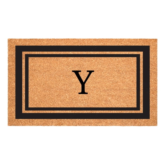 Black Border Monogram Doormat (Letter Y)