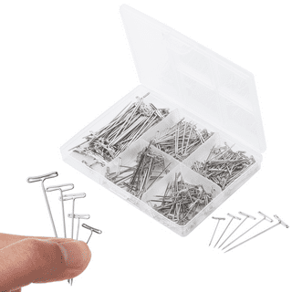 Straight T Pins, 50 Pcs Stainless Steel T-Pins 1 inch Stick Pins for Wigs, Blocking Knitting, Sewing for Home, Office, Silver | Harfington