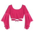 thumbnail image 6 of ZALDITA Women's 3/4 Tulle Flared Sleeve Wrap Tie Top Blouse Belly Dance Bolero Shrugs Cardigan Hot Pink One Size, 6 of 7